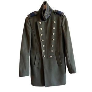 Zara Man Denim Couture Military Style Overcoat
